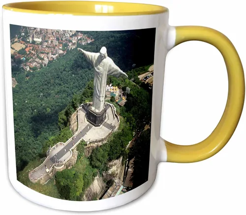 Miniatura 10 de 3dRose Corcovado Christ Statue, Río de Janeiro, Brasil-SA04 BBA0018-Bill Bachmann - Taza de dos tonos, 11 onzas, rojo/blanco