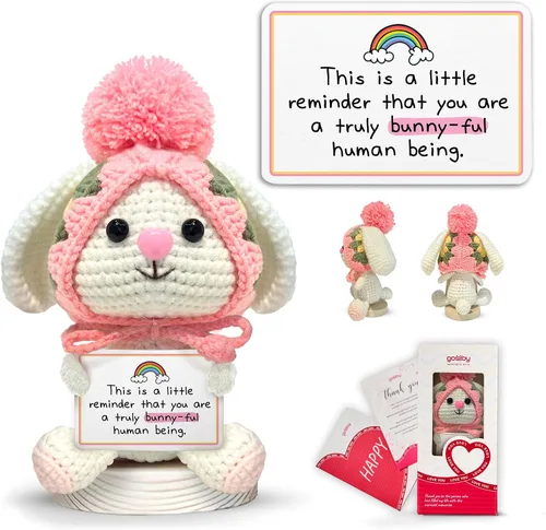 Miniatura 13 de Gossby Regalo inspirador para mujeres, ganchillo positivo de conejito, Navidad, cumpleaños, regalo de energía positiva, mamá, compañera de trabajo