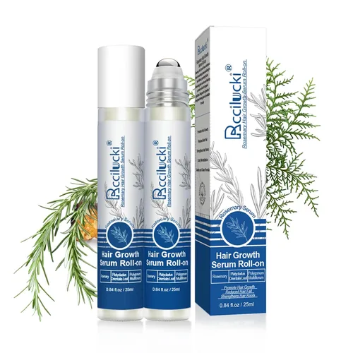 Suero Roll-On para el crecimiento del cabello, 0.8 fl oz, con Polygonum Multiflorum, Platycladus Orientalis, raíz de angélica, aloe y romero,