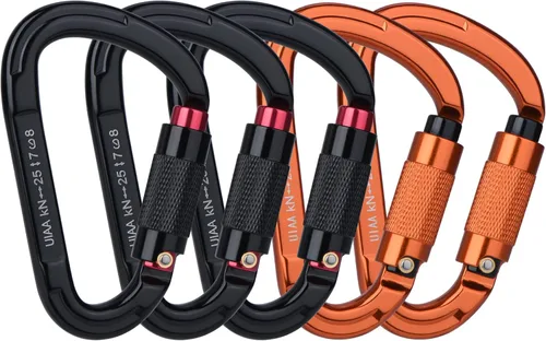 Miniatura 15 de FVW Mosquetones de bloqueo automático para escalada en roca, mosquetones profesionales de 25KN (5620 lbs) resistentes para rapel, columpio, rescate