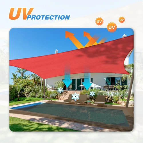Miniatura 4 de TANG Sunshades Depot - Toldo rectangular permeable de 16 x 20 pies, color rojo, personalizable, estándar comercial, polietileno de alta densidad