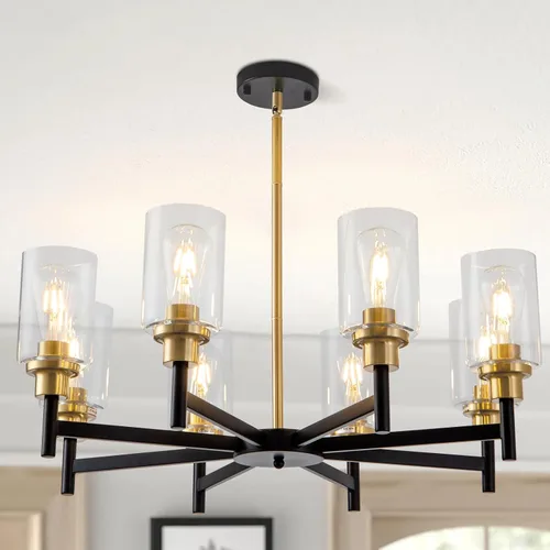Miniatura 11 de lámpara de araña de granja de 6 luces con rueda de vagón, accesorios de luz colgante para comedor, sala de estar, isla de cocina, vestíbulo