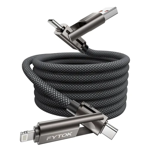 Miniatura 9 de Cable USB C de carga rápida de 60 W para iPhone de 3 pies, [certificado Apple MFi] USB a USBC a Lightning, cable de carga 4 en 1 con tipo C/USB A