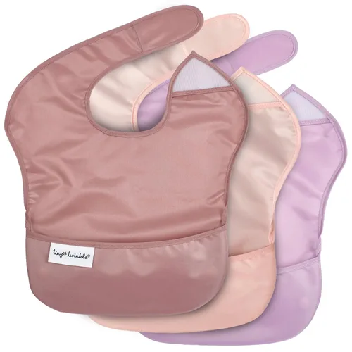 Miniatura 20 de Tiny Twinkle Baberos a prueba de derrames para bebés para comer Baberos impermeables y lavables para niños pequeños con bolsillo para todo Juego