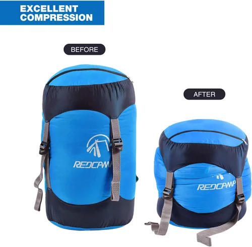 Miniatura 2 de REDCAMP - Saco de compresión de nailon, 10L/17L/27L/40L, bolsa de dormir ligera, ideal para mochileros, senderismo y campamento, azul/amarillo/verde