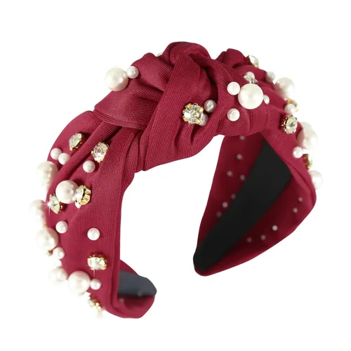 Miniatura 45 de Diadema anudada con joyas para mujeres y niñas, diadema de diamantes de imitación de cristal brillante, nudo superior ancho para mujer, diadema Negro