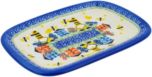 Miniatura 22 de Auténtico plato de cerámica polaca de 10 pulgadas en diseño amarillo hecho a mano en Bolesławiec Polonia por Ceramika Bona + certificado