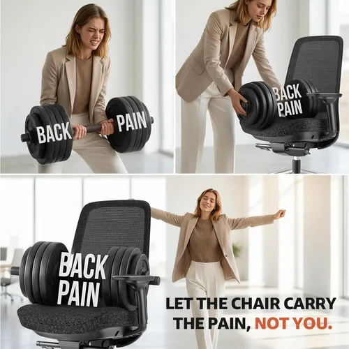 Miniatura 4 de ErgoSift M2 - Silla ergonómica de oficina con respaldo alto, de malla, con soporte lumbar ajustable, reposabrazos 4D para largas horas sentado