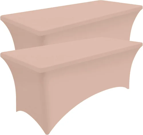 Miniatura 34 de Smiry Paquete de 2 manteles de elastano de 6 pies, fundas de mesa elásticas ajustables extensibles, lavables y sin arrugas, rectangulares para mesa