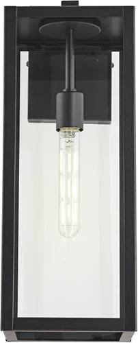 Miniatura 6 de John Timberland Titan - Lámpara de pared industrial moderna para exteriores, metal negro místico, 20 pulgadas, vidrio transparente, húmedo