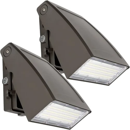 Dakason - Paquete de 2 luces LED de pared de 60 W, fotocélula, cabeza ajustable, luz de seguridad de corte completo, 5000 K 6600 lm reemplaza