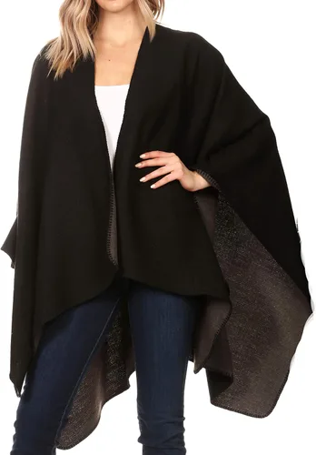 Miniatura 3 de Sakkas Mari - Manta reversible para mujer, diseño de poncho grande