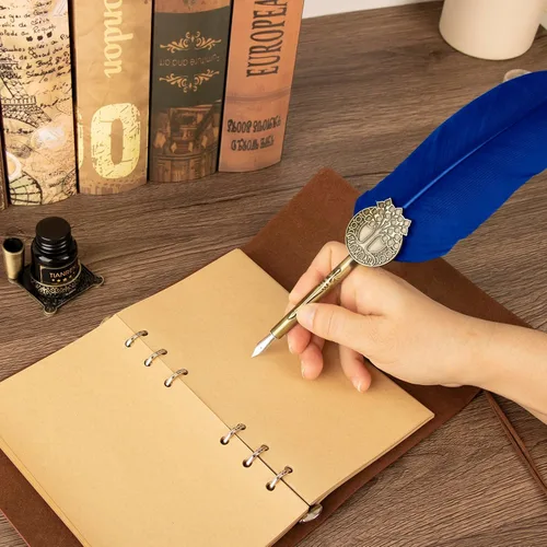Miniatura 6 de TIANREN Juego de tinta de pluma estilográfica, Juego de Pluma y Tinta, Pluma de Caligrafía Antigua con 4 Plumillas Reemplazables, 2 Frascos