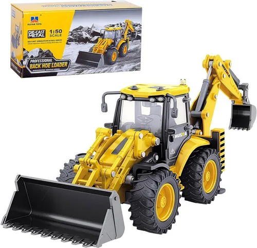 Retroexcavadora, excavadora, camión, juguetes para niños, 1/50, construcción de vehículos de ingeniería de metal, tractor, colección de modelos,