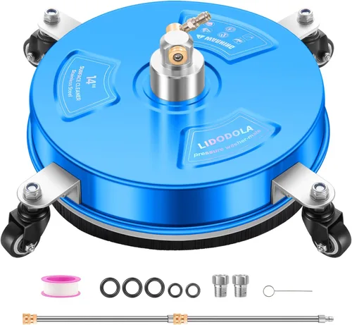 Miniatura 8 de PWS14B - Limpiador de superficies de hidrolavadora de 14 pulgadas con 4 ruedas, limpiador de superficies de acero inoxidable azul recubierto