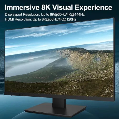 Miniatura 5 de Conmutador KVM 8K 3 Monitores 2 Computadoras Triple Monitor 2 Displayport 1.4 y HDMI 2.1 USB 3.0 Conmutadores KVM, DP 1.4 soporta 8K@30Hz/4K@144Hz