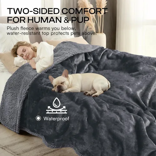 Miniatura 5 de Cobija impermeable para mascotas, a prueba de líquidos, para sofá, cama, sillón, reversible, vellón, forro polar, protector de muebles, diferentes