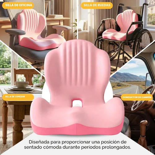 Miniatura 8 de Cojín de asiento ergonómico, cojines de asiento para silla de oficina con diseño integrado en forma de L, cojín ortopédico de espuma viscoelástica