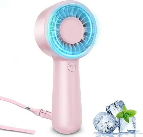 Miniatura 9 de Ventilador de mano portátil, pequeño ventilador de mano turbo personal, potente, refrescante, cordón, recargable por USB, 5 velocidades, maquillaje