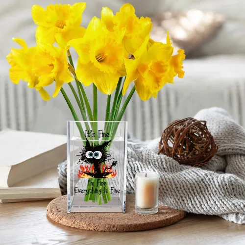 Miniatura 5 de It's Fine I'm Fine Soporte para Lápices y Bolígrafos Cosméticos de Acrílico, Divertido Soporte para Bolígrafos de Gato Negro, Regalo para Amantes