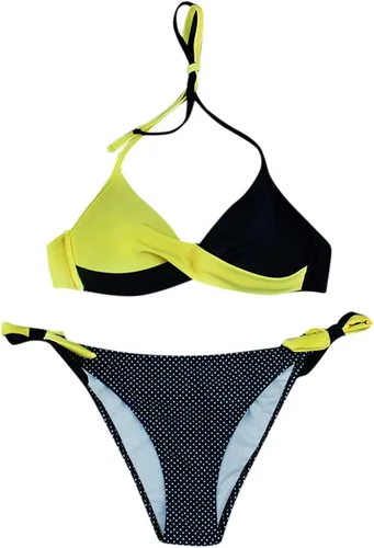 Miniatura 5 de Traje de baño de bikini con efecto push up para mujer, con tirantes delgados, parte delantera con cuello halter, parte superior triangular, sexy
