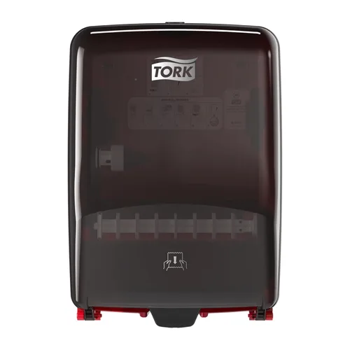Tork Dispensador de toallas de papel montado en la pared Washstation Negro/Rojo W6, resistente al agua, rango de rendimiento, 651220