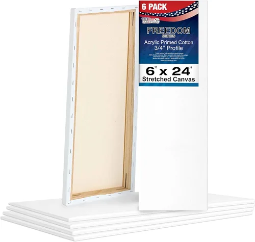 Miniatura 14 de U.S. Art Supply Lienzos estirados de 8 x 24 pulgadas para pintar, imprimado triple de 12 onzas, paquete de 6 unidades, perfil blanco en blanco