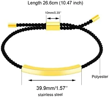 Miniatura 6 de Uloveido Pulseras de cuerda grabadas personalizadas, pulsera de barra fina de acero inoxidable a juego para mujeres y niñas, pulseras de cuerda