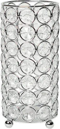 Elegant Designs HG1002-CHR - Jarrón decorativo de cristal Elipse, portavelas, centro de mesa de boda, 6.75 pulgadas, cromado
