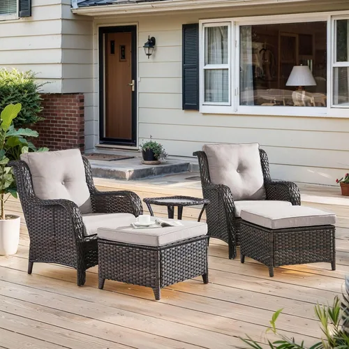 Miniatura 103 de Belord Juego de muebles de exterior, sillas de mimbre para patio, muebles de ratán de 3 piezas con mesa auxiliar, juegos de sillas bistró de patio