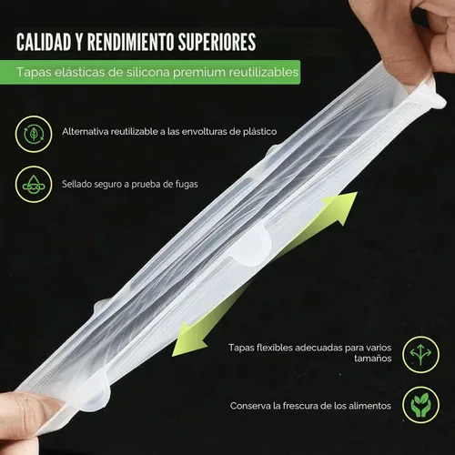 Miniatura 5 de Tapas elásticas reutilizables de silicona para almacenamiento de alimentos en refrigerador - Cubiertas elásticas resistentes al calor para tazones