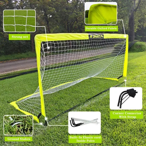 Miniatura 4 de LOMGWAYS Soccer Goal – Foldable Frame Net for Kids + Youth – Indoor + Outdoor Soccer Goal with Carry Bag – Easy Set up – Multiple Sizes for Practice