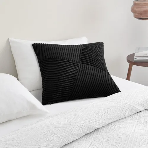 Miniatura 7 de Topfinel Juego de 2 fundas de almohada decorativas negras de 16 x 16 pulgadas para sofá, cama, decoración rústica estilo bohemio para el hogar