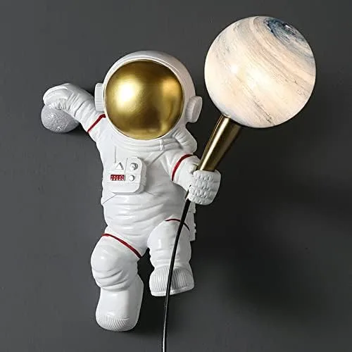 Miniatura 2 de Aplique de pared LED, estilo astronauta, aplique de pared LED de resina para niños, lámpara de pared blanca de dibujos animados para niños