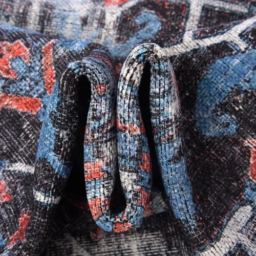 Miniatura 7 de Unique Loom Mangata Collection - Alfombra de área Mahtaab (Runner 2' 0" x 5' 0", negro/azul)