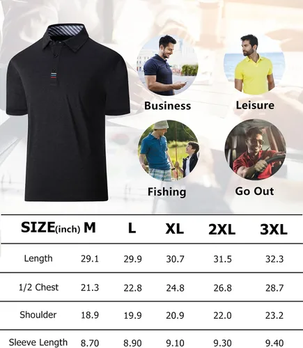 Miniatura 6 de V VALANCH Polo para hombre casual manga larga polo de golf absorbe la humedad cuello
