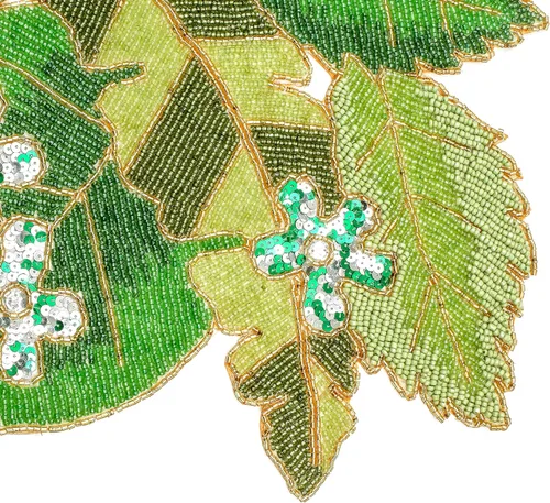 Miniatura 8 de Camino de mesa con cuentas de hojas verdes de 36 pulgadas de largo - Hermoso, elegante y sofisticado corredor decorativo brillante perfecto