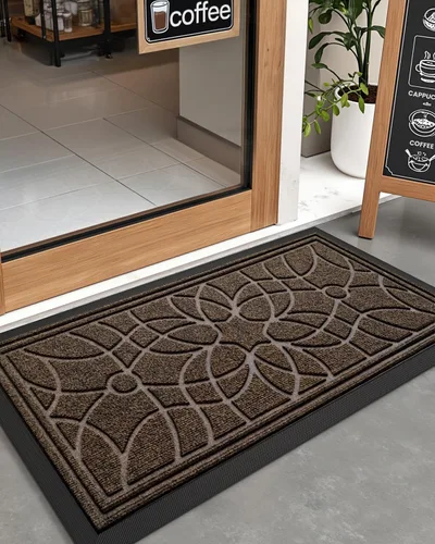 Miniatura 9 de DEXI Felpudo para puerta delantera exterior, tapete resistente y antideslizante de perfil bajo para la entrada, tapetes de bienvenida que atrapan