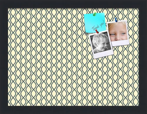 Miniatura 98 de PinPix Tablero de anuncios de corcho de 13 x 13 pulgadas. Este tablero decorativo enmarcado viene con diseño de ondas en blanco y negro y un marco