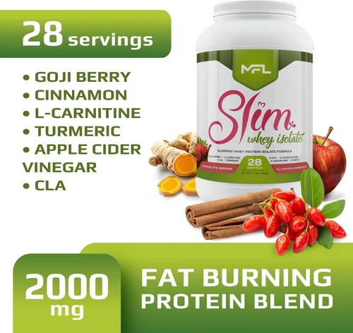 Miniatura 4 de MFL Slim WHEY Proteína en polvo 0.99 oz de proteína Bajo en carbohidratos Batido nutricional adelgazante Endulzado con Stevia 2 libras