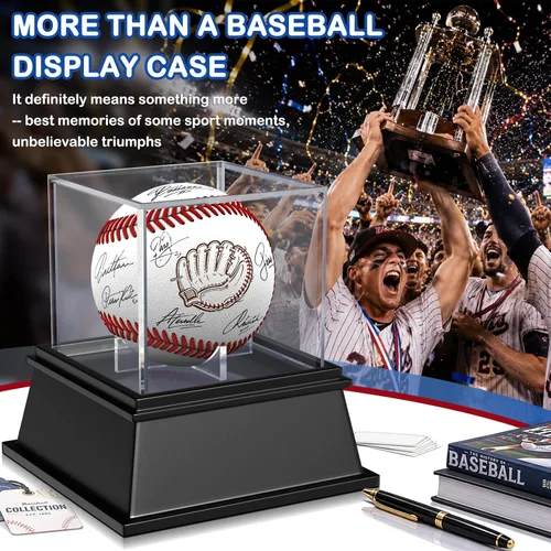 Miniatura 6 de KKU Estuche de exhibición de béisbol, soporte de béisbol para caja de cubo de exhibición de bolas, caja de almacenamiento de béisbol acrílico