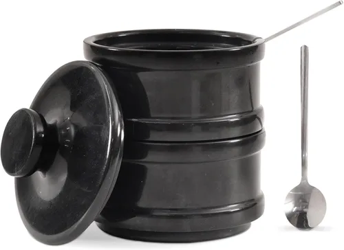 Radicaln Bodega doble de sal de 5 pulgadas hecha a mano con tapa, cuencos de sal y pimienta de 2 pulgadas, ideal para joyas, mantequilla, azúcar y