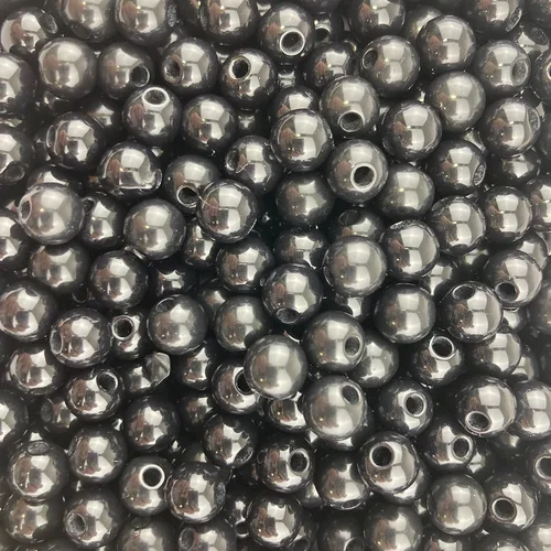 Miniatura 2 de 1000 cuentas redondas de acrílico negro de 0.315 in de diámetro con agujero de 0.079 in