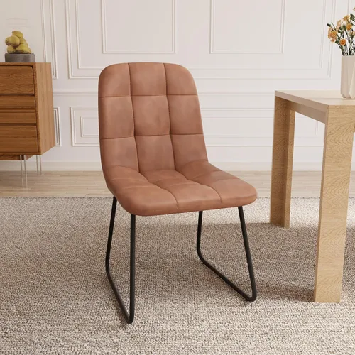 Miniatura 2 de HIPIHOM Juego de 4 sillas de comedor, modernas sillas de comedor de piel sintética para cocina, sala de estar, comedor (4 marrón)