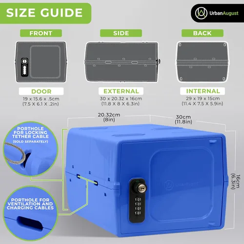Miniatura 4 de Urban August Caja de seguridad con llave y combinación doble, caja con cerradura para uso diario, cerradura multiusos para seguridad en el hogar