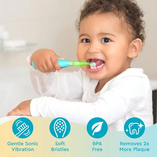 Miniatura 4 de Brusheez Cepillo de dientes sónico para niños pequeños - Cepillo de dientes seguro y suave para edades 1-3 con temporizador de 2 minutos incorporado