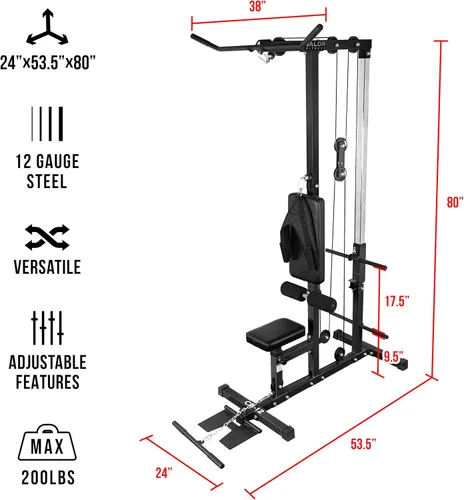 Miniatura 2 de Valor Fitness Máquina de cable de fila baja y desplegable LAT - Sistema de doble polea con carga de placa para entrenamiento de fuerza