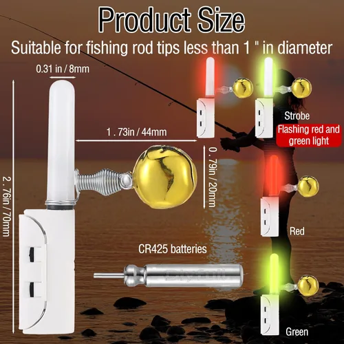 Miniatura 2 de Retisee 9 Piezas de 2.5 Pulgadas de Palos Luminosos para Pesca LED, Luz para Caña de Pesca Nocturna, Alarma Luminosa de Picada de Pesca Nocturna