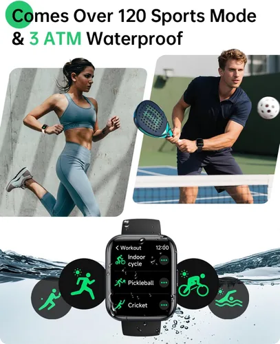 Miniatura 4 de Relojes inteligentes para mujeres y hombres, reloj inteligente Alexa HD de 1.83 pulgadas para Android y iPhone (llamadas/SMS/recordatorios), reloj