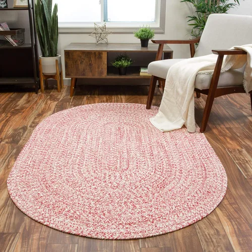 Miniatura 60 de Super Area Rugs Farmhouse - Alfombra trenzada de algodón reversible para cocina, gris y blanco, 4 x 6 pies, ovalada